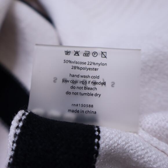 SUNDAYS Oversized Plush Crew Neck Sweater White with Black Stripes Women's XS - Picture 9 of 9